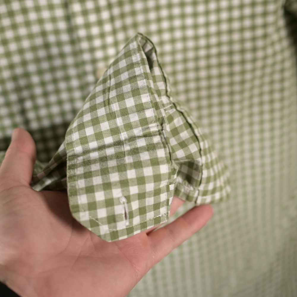 Goodfellow & Co Mens Green Gingham Slim Fit Every Wear Poplin Button Up Shirt L - Picture 5 of 8